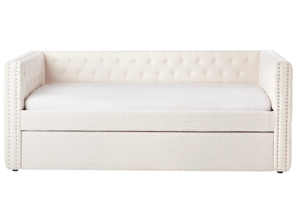 Trundle Bed Boucle 90 x 200 cm (EU Single) Off-White Kolia