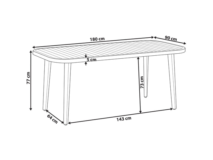Paraggi Garden Dining Table 180 cm 90 cm Certified Acacia Wood Brown
