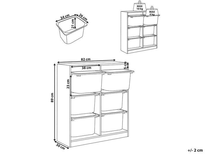 Shelf with 6 Storage Boxes White Kirklyn