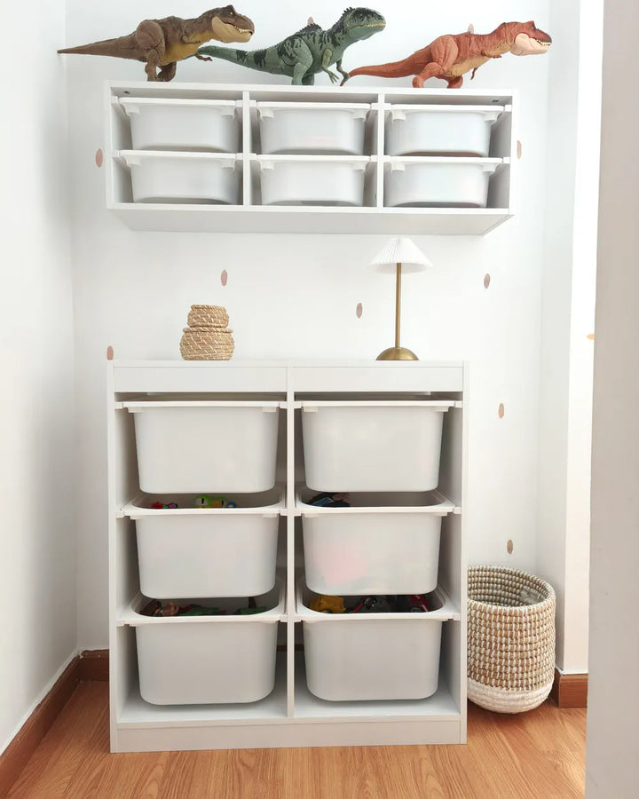 Shelf with 6 Storage Boxes White Kirklyn