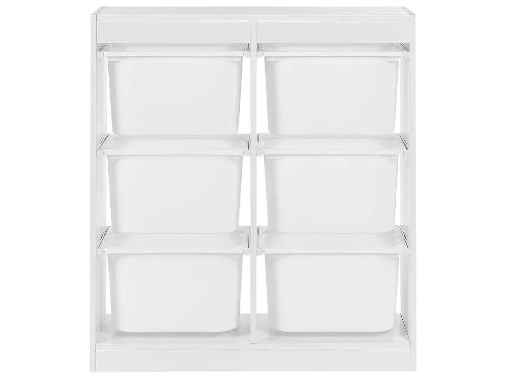 Shelf with 6 Storage Boxes White Kirklyn