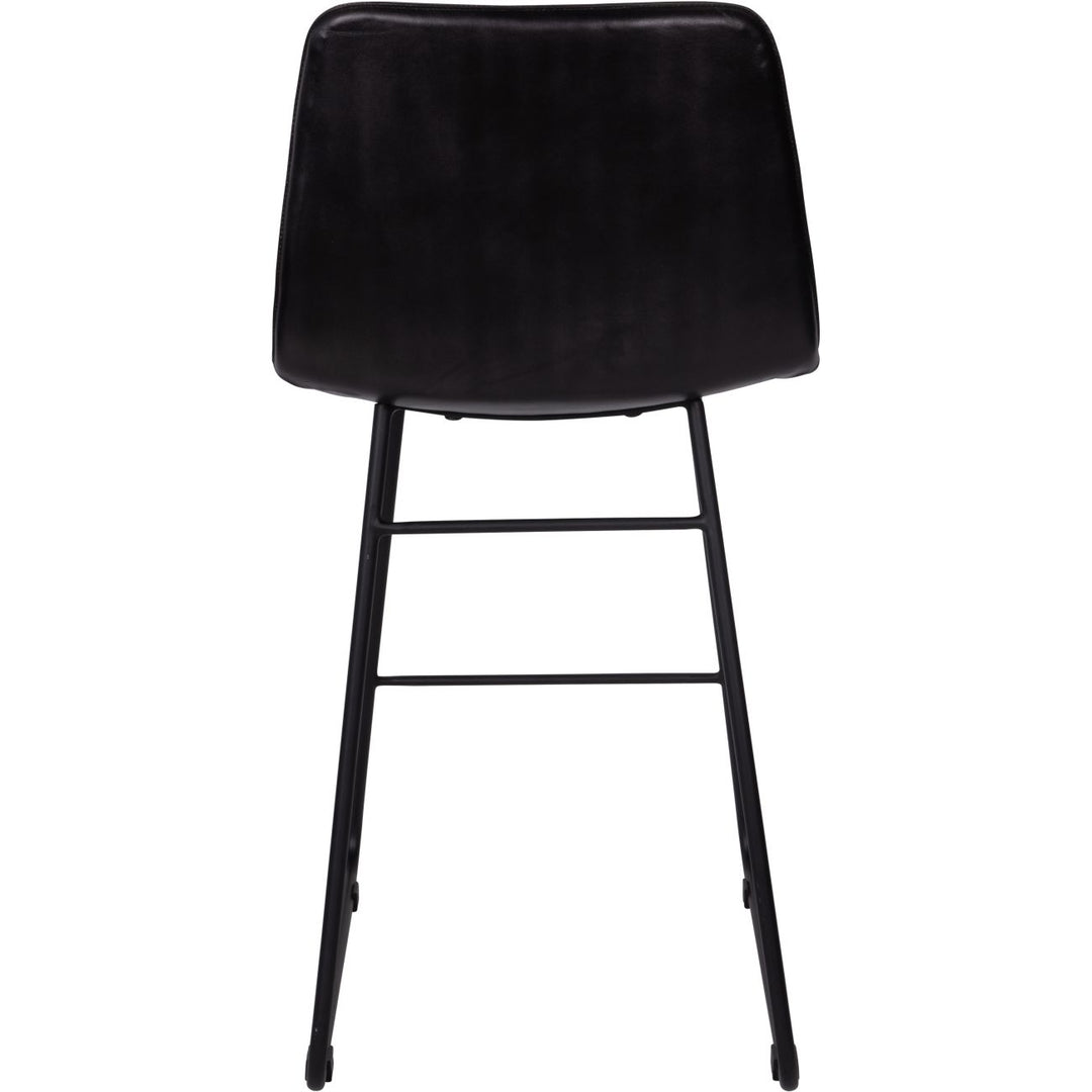 Libra Pair of Robinson Charcoal Leather Barstool with Back