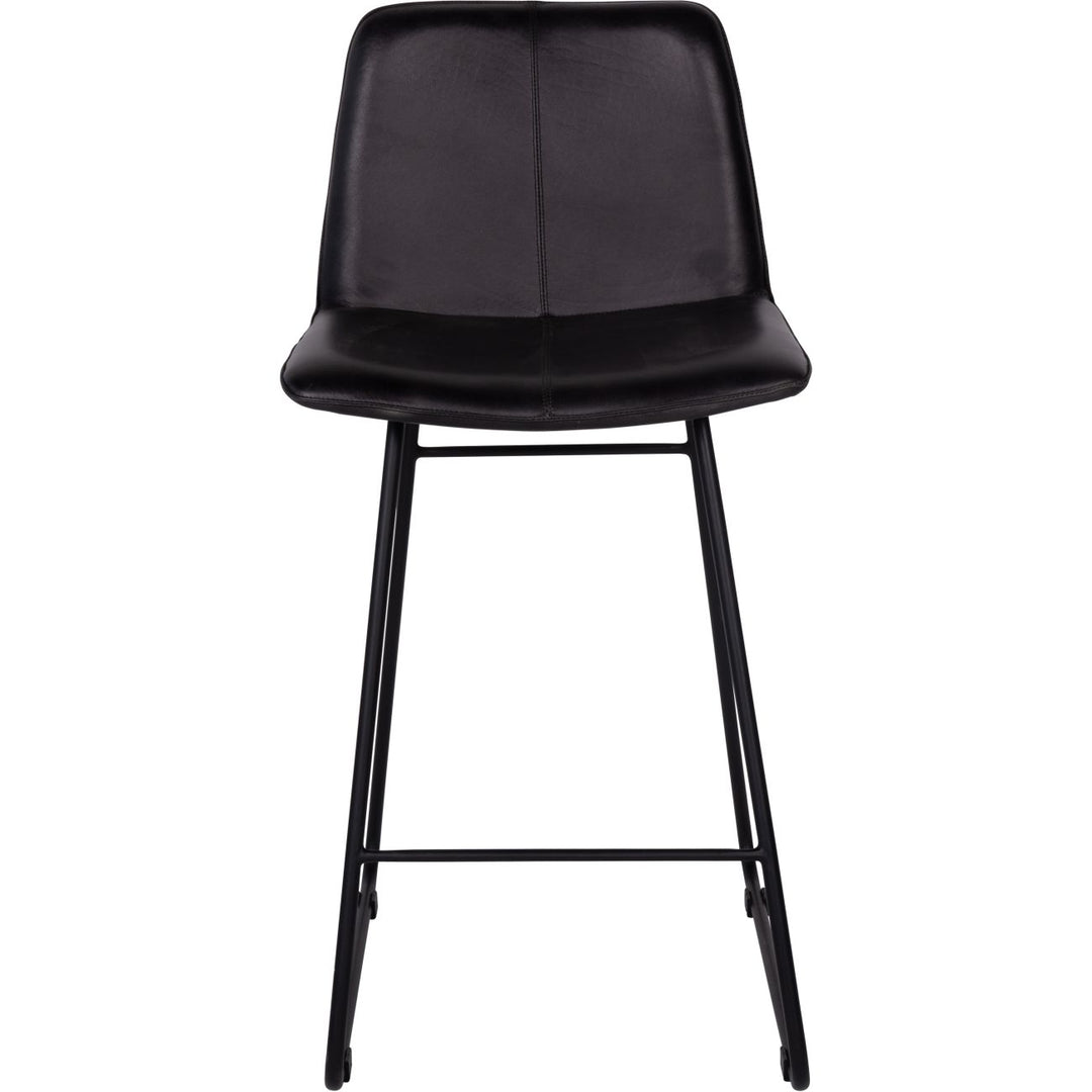 Libra Pair of Robinson Charcoal Leather Barstool with Back