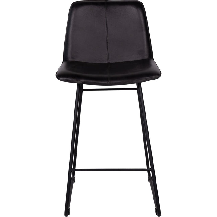 Libra Pair of Robinson Charcoal Leather Barstool with Back