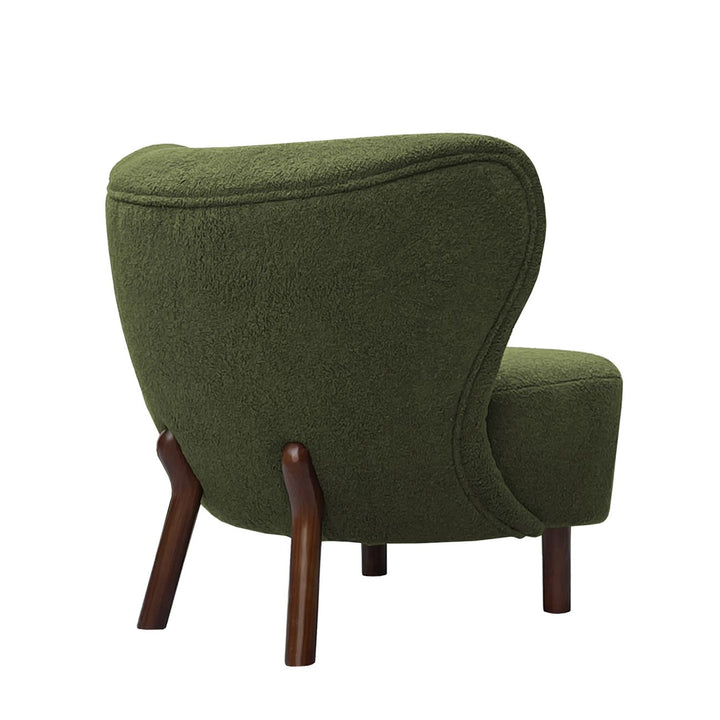 Libra Lewis Green Boucle Fabric Wing Back Occasional Chair