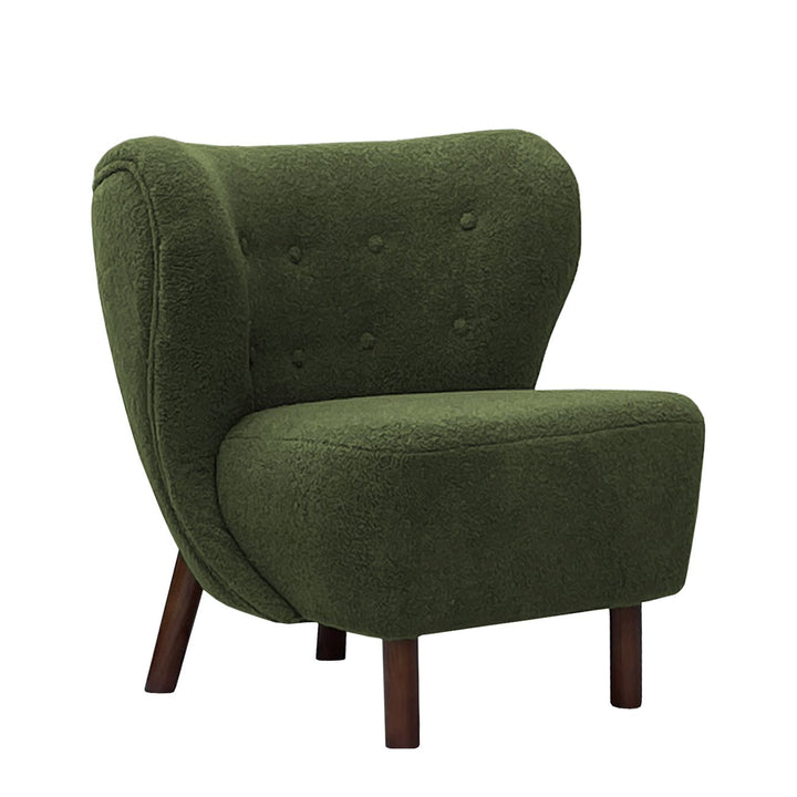 Libra Lewis Green Boucle Fabric Wing Back Occasional Chair