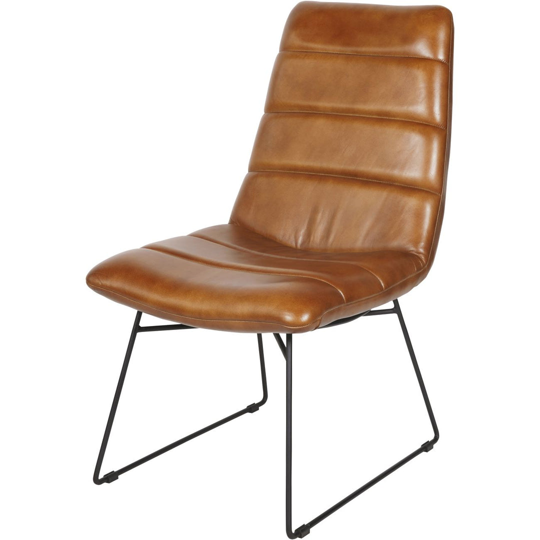 Cognac leather dining chair with premium upholstery
