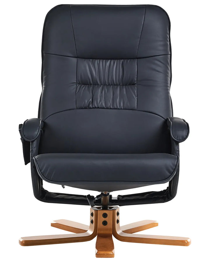 Massage Chair with Footstool Faux Leather Black Alixon