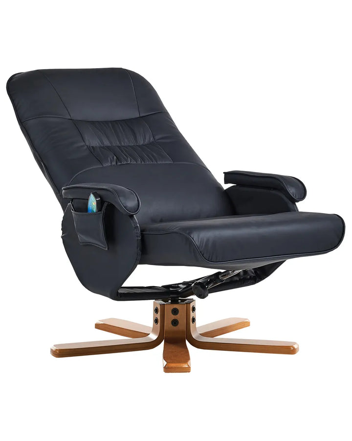Massage Chair with Footstool Faux Leather Black Alixon