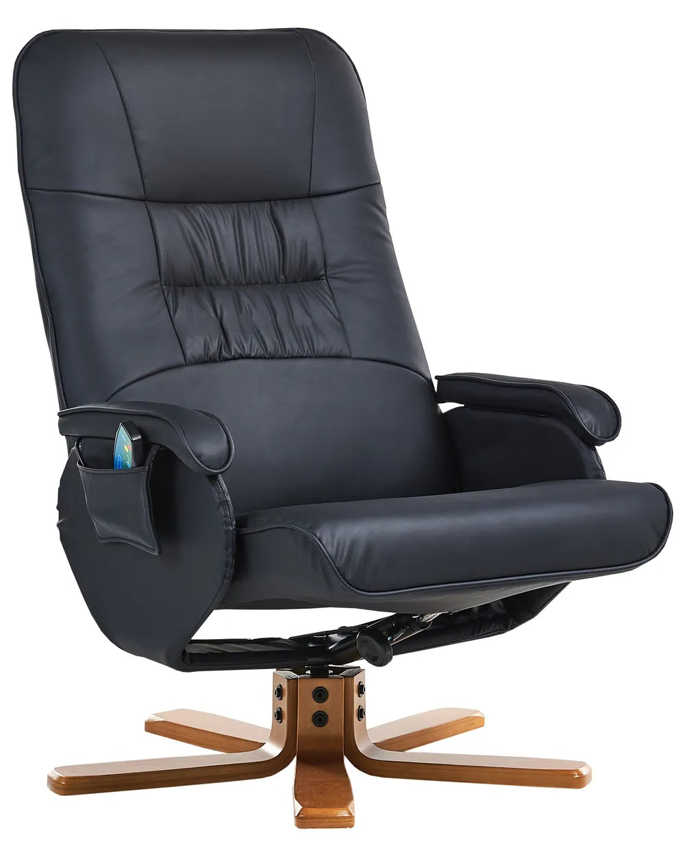 Massage Chair with Footstool Faux Leather Black Alixon