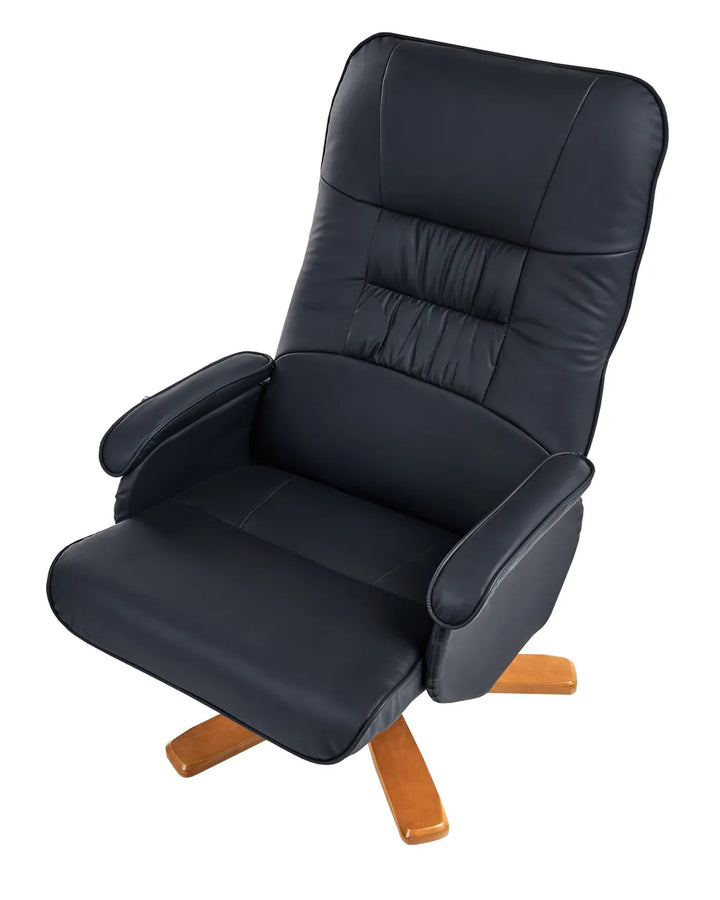 Massage Chair with Footstool Faux Leather Black Alixon