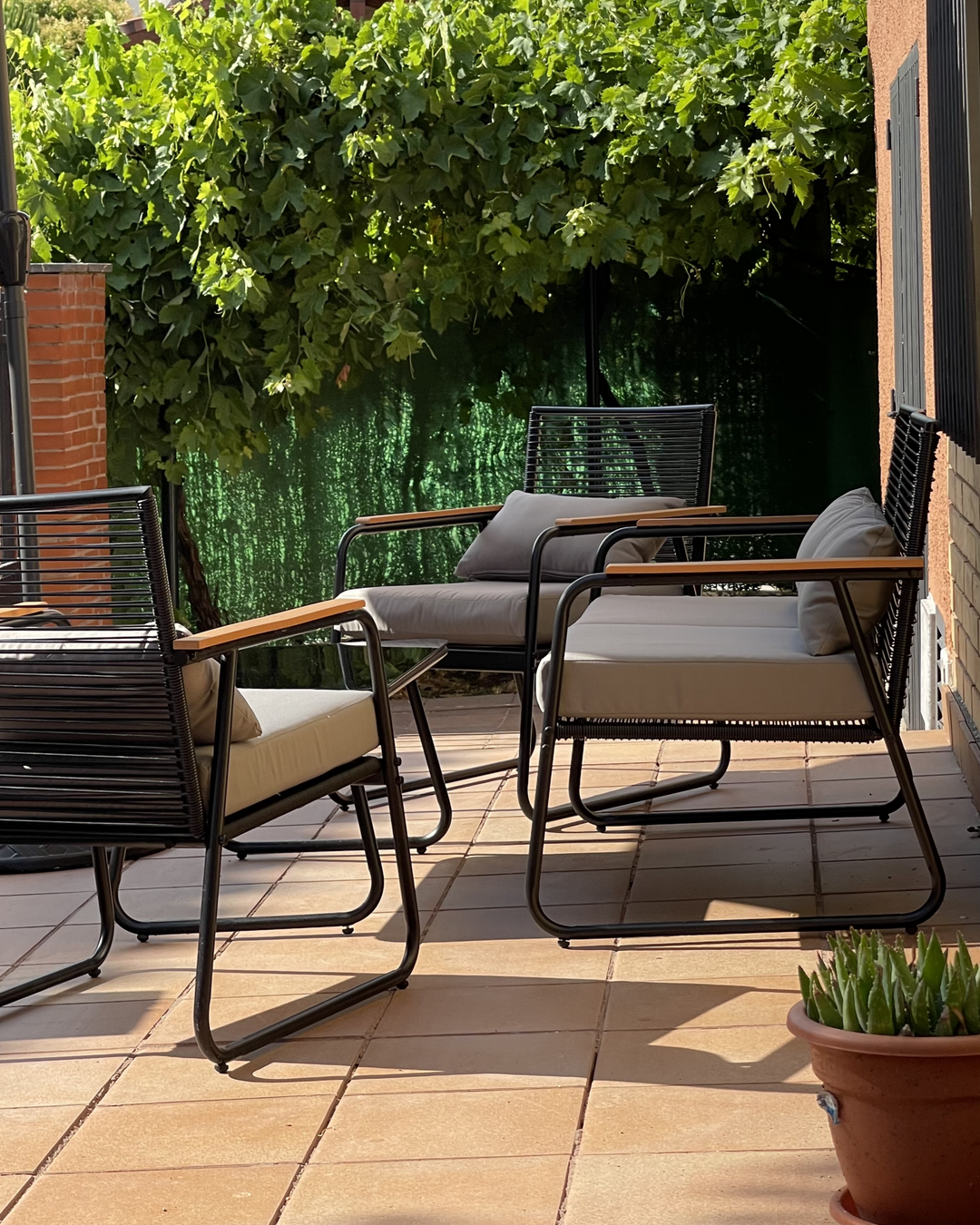 Pomonte Garden Lounge Set with Table 4 Seater Metal Black