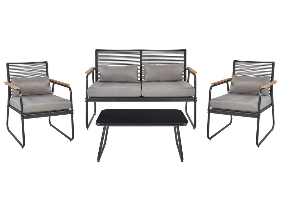 Outdoor furniture set with two chairs and a sofa on a white background