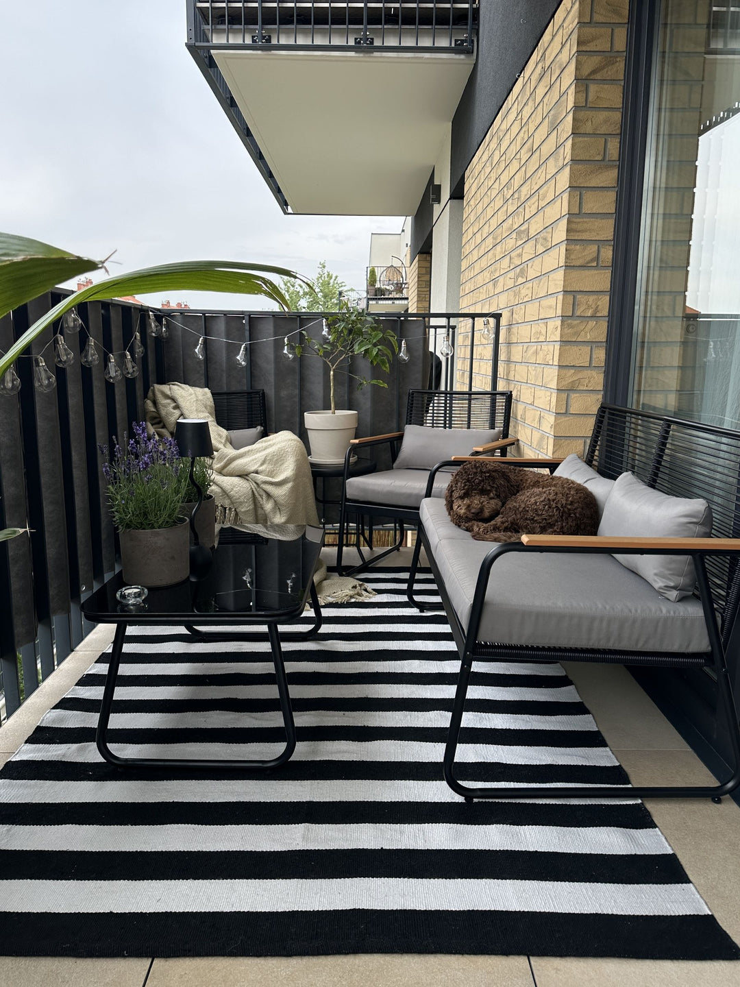 Pomonte Garden Lounge Set with Table 4 Seater Metal Black