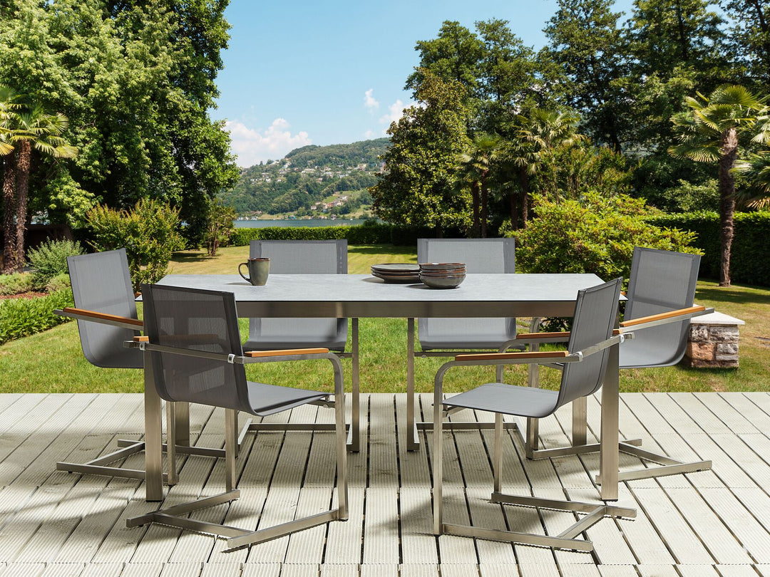 Cosoleto Garden Dining Table 180 cm 90 cm Glass Grey