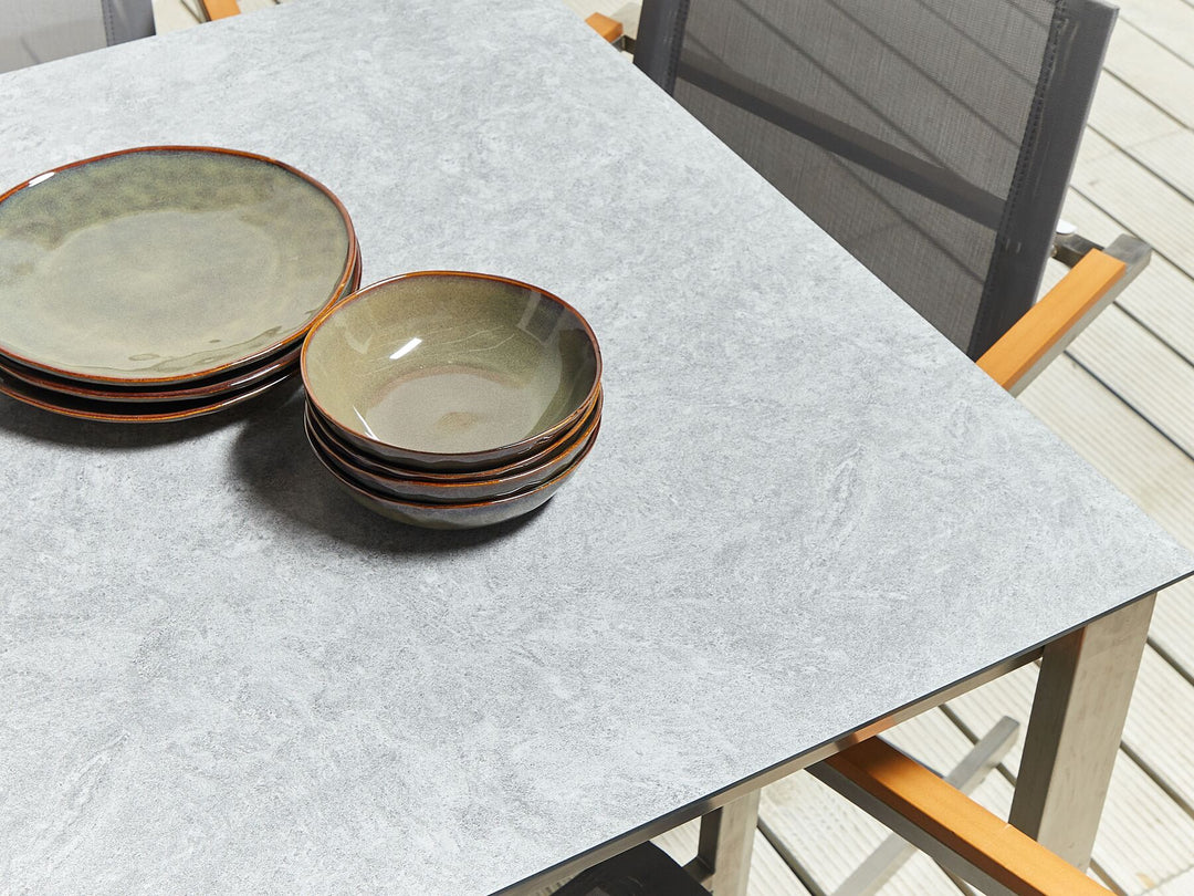 Cosoleto Garden Dining Table 180 cm 90 cm Glass Grey