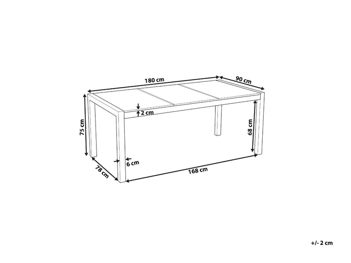 Cosoleto Garden Dining Table 180 cm 90 cm Glass Grey