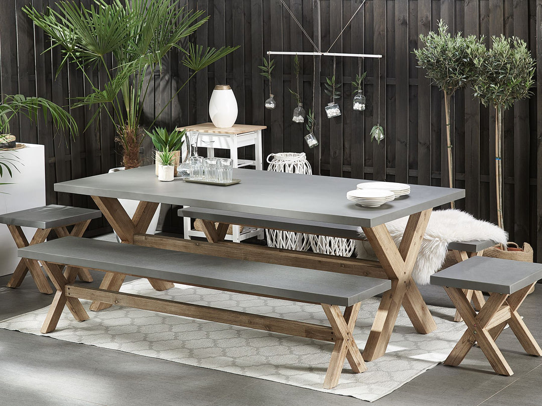 Olbia Garden Dining Table 200 cm 100 cm Concrete Grey