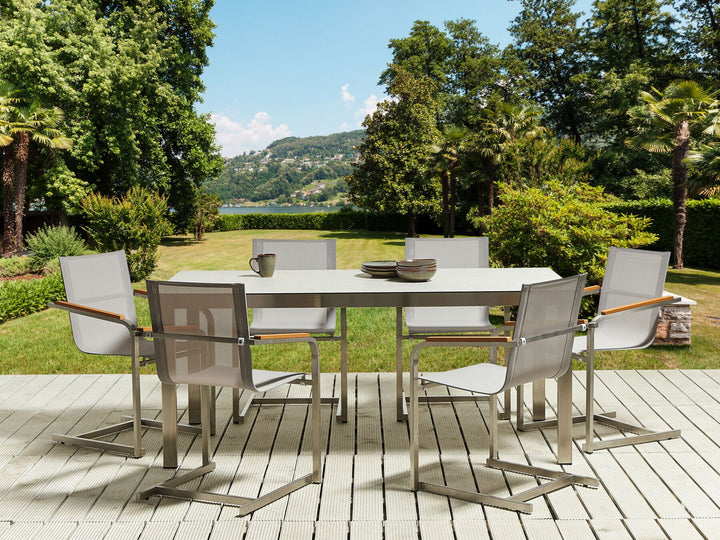 Cosoleto Garden Dining Table 180 cm 90 cm Glass White