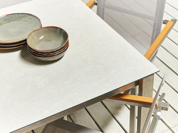 Cosoleto Garden Dining Table 180 cm 90 cm Glass White