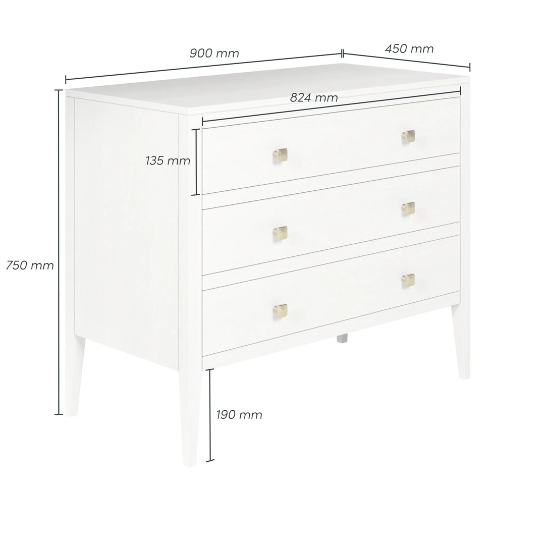 D.I.Designs Radford White Oak Wood Chest of Drawers | 3 Drawers