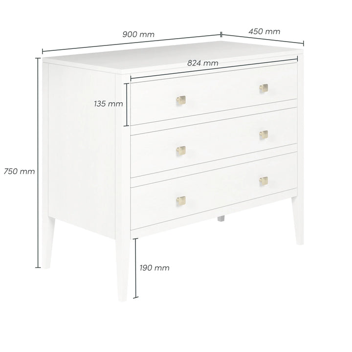 D.I.Designs Radford White Oak Wood Chest of Drawers | 3 Drawers