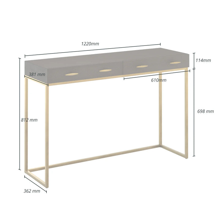 D.I.Designs Hampton Antique Brass & Brown Faux Shagreen Console Table