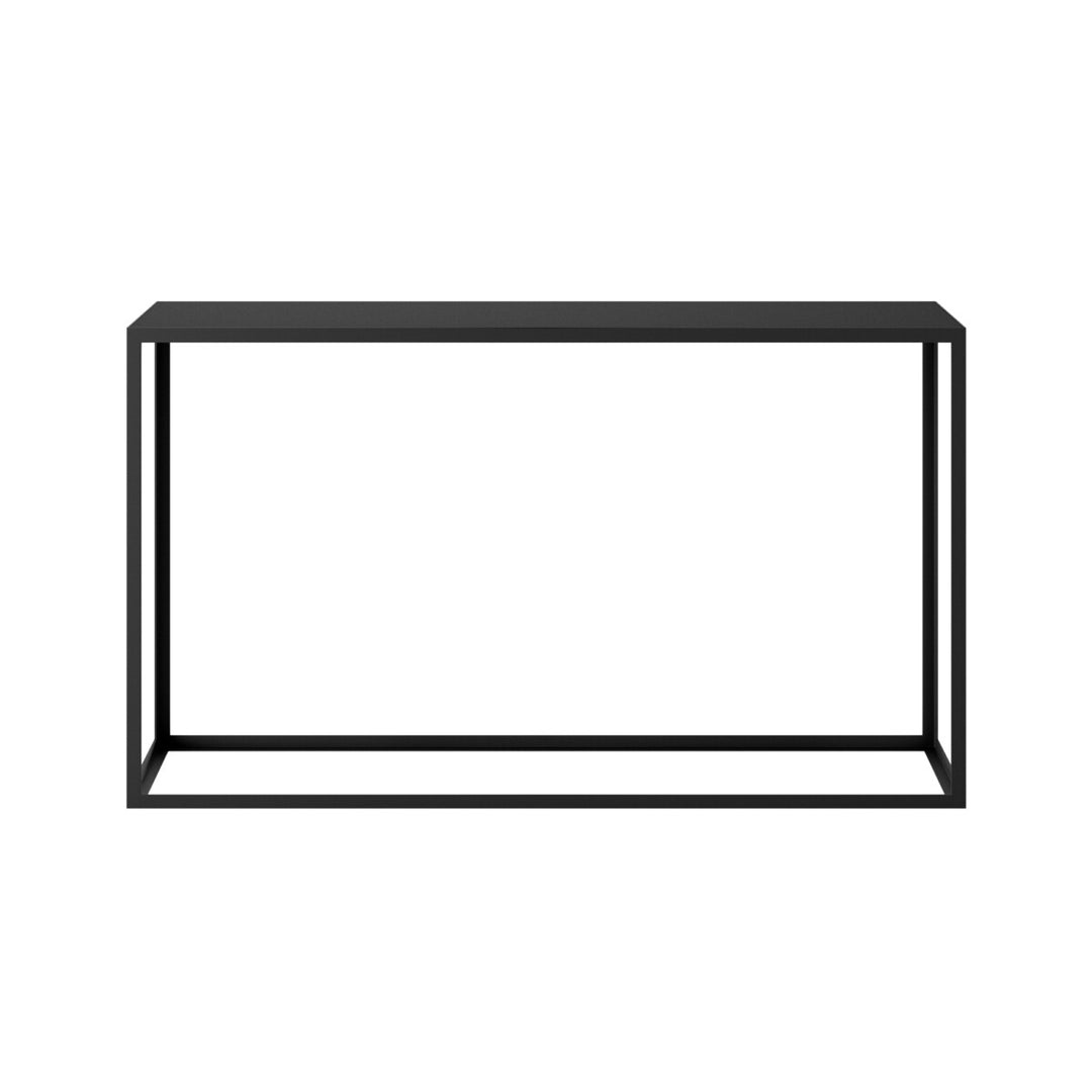 Black rectangular shelf on a white background