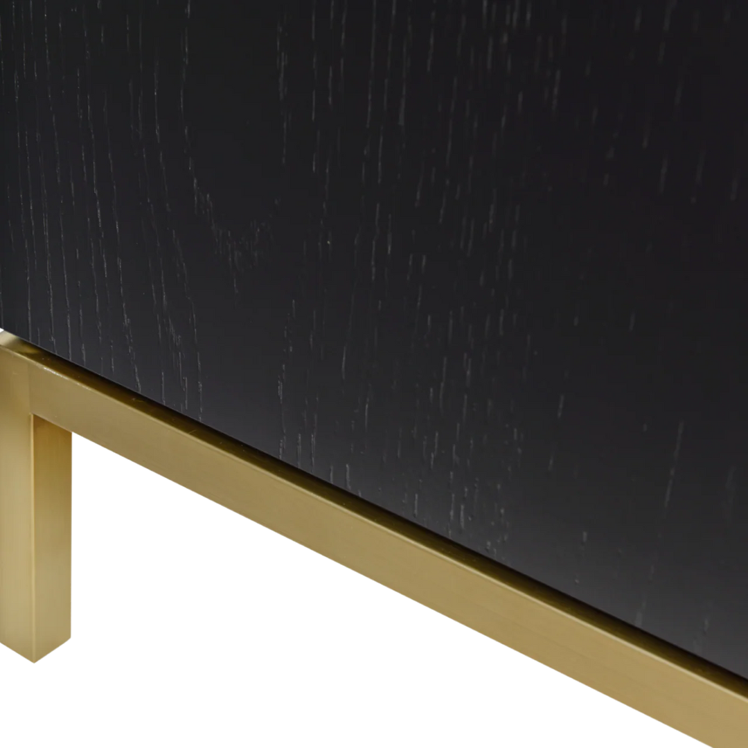 Tulip Black Wood & Gold Double Wardrobe