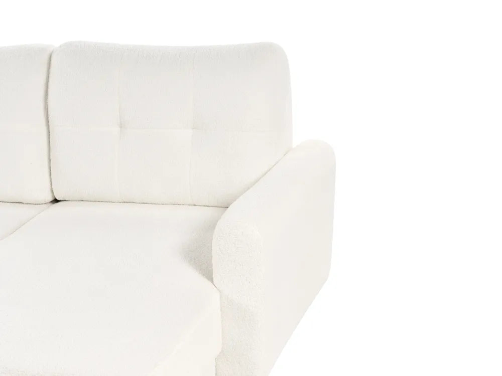 Sofa Bed 3 Seater Boucle Off-White with Storage Left Hand Arsaluis