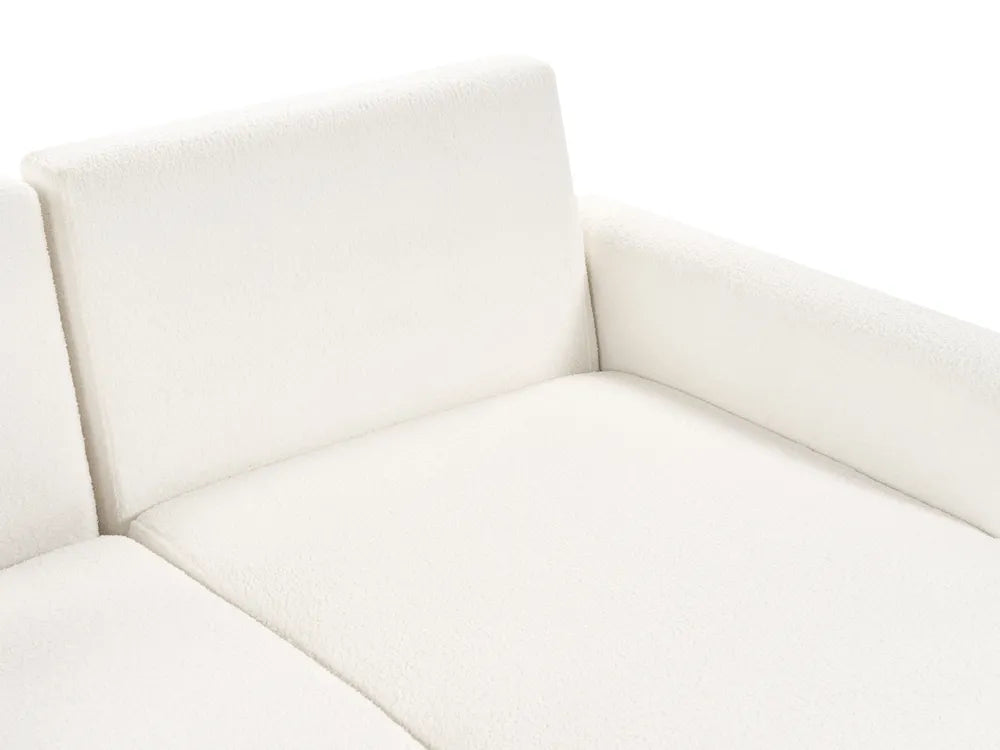 Sofa Bed 3 Seater Boucle Off-White with Storage Left Hand Arsaluis