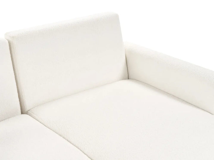 Sofa Bed 3 Seater Boucle Off-White with Storage Left Hand Arsaluis