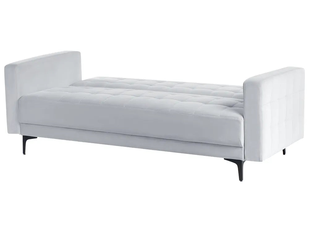 Sofa Bed 3 Seater Velvet Light Grey Denby
