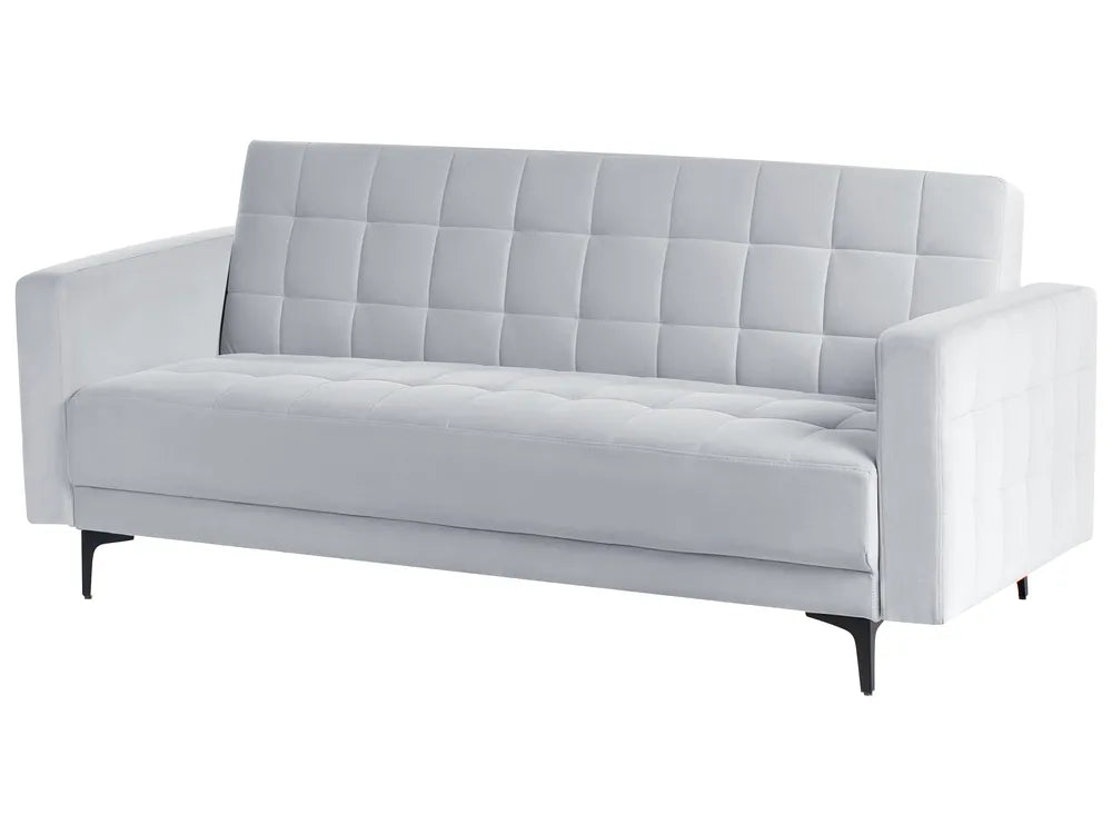 Sofa Bed 3 Seater Velvet Light Grey Denby