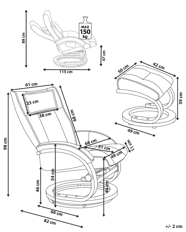 Massage Chair with Footstool Faux Leather White Kars