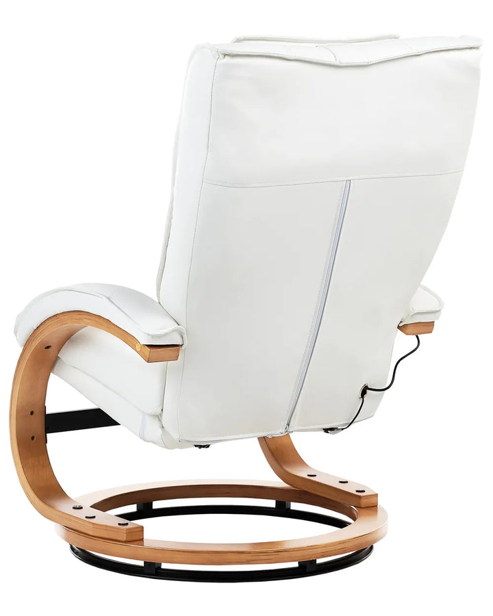 Massage Chair with Footstool Faux Leather White Kars