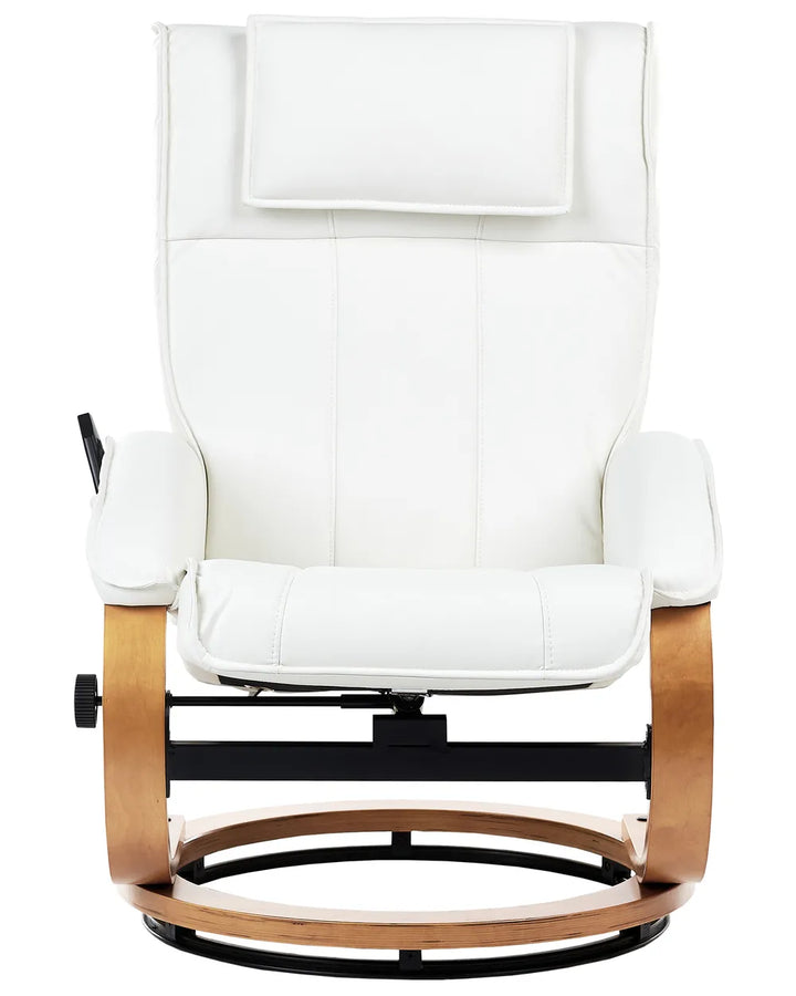 Massage Chair with Footstool Faux Leather White Kars