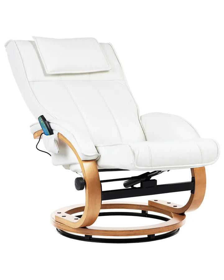 Massage Chair with Footstool Faux Leather White Kars