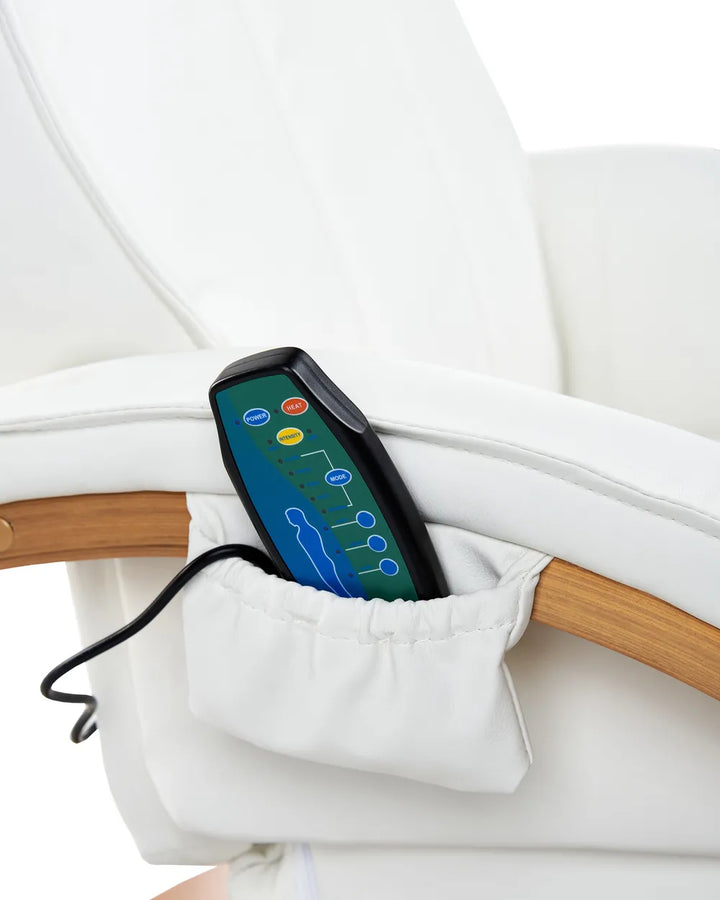 Massage Chair with Footstool Faux Leather White Kars