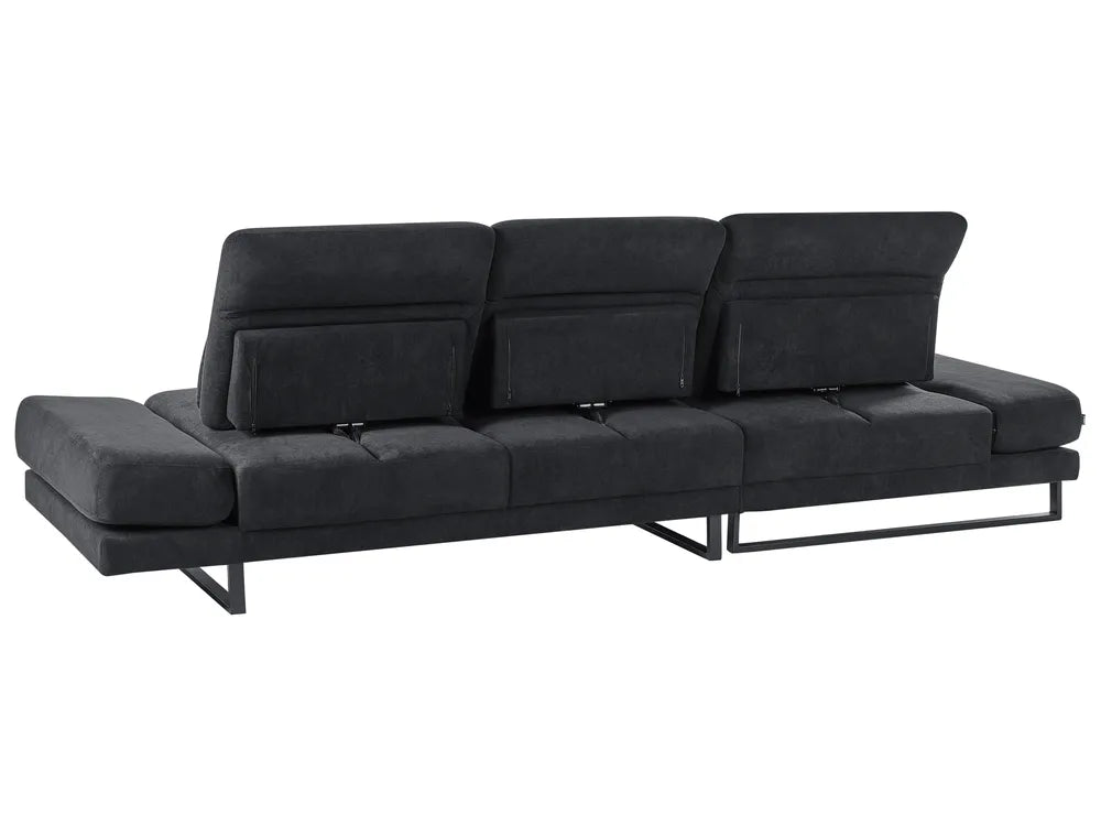 Corner Sofa 4 Seater Fabric Black Right Hand Ninja