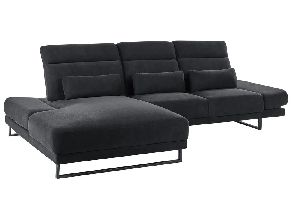 Corner Sofa 4 Seater Fabric Black Right Hand Ninja