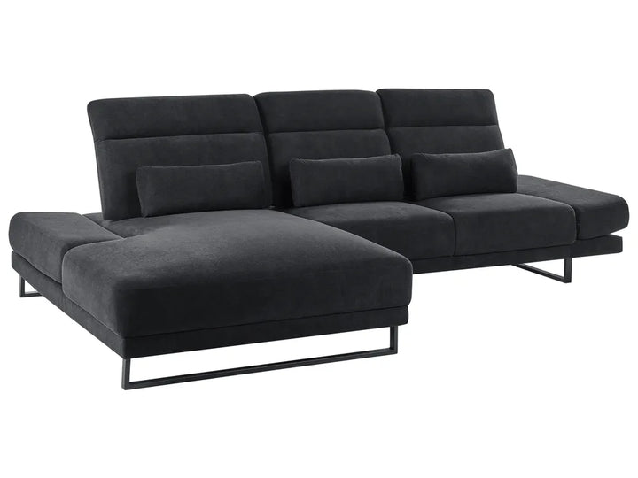 Corner Sofa 4 Seater Fabric Black Right Hand Ninja