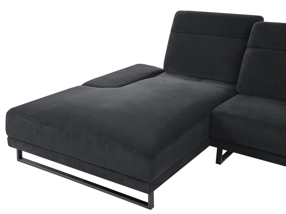 Corner Sofa 4 Seater Fabric Black Right Hand Ninja