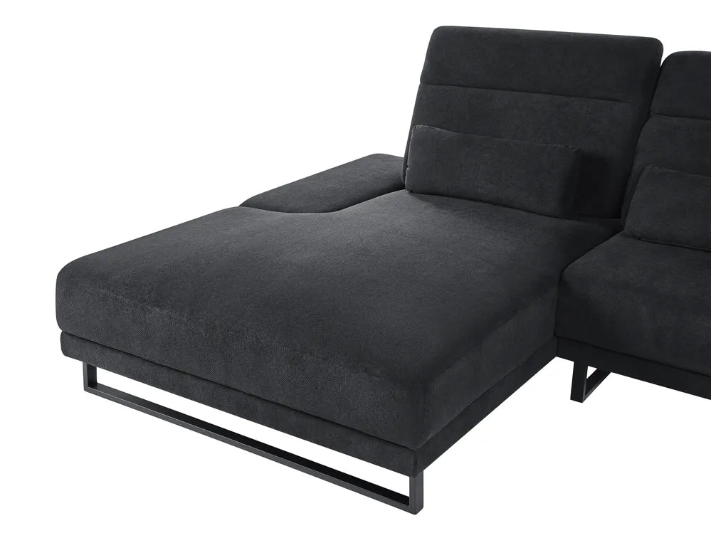 Corner Sofa 4 Seater Fabric Black Right Hand Ninja
