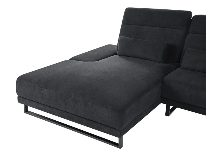 Corner Sofa 4 Seater Fabric Black Right Hand Ninja