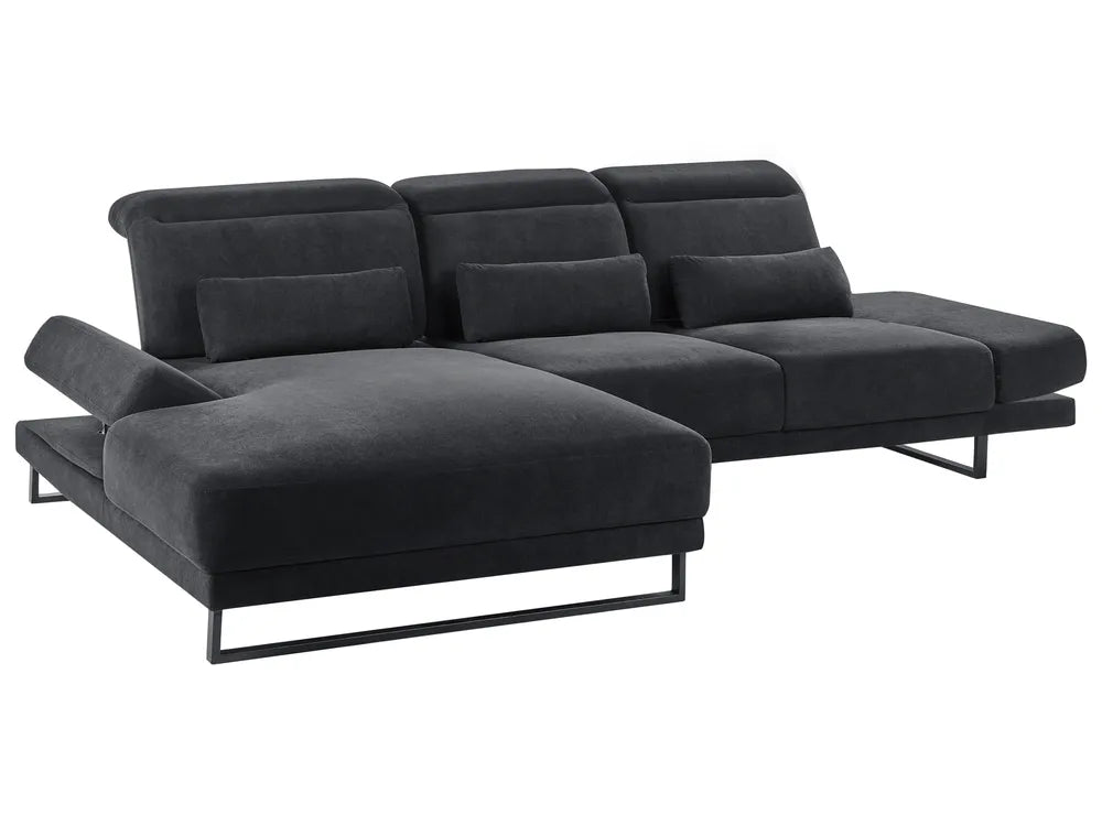 Corner Sofa 4 Seater Fabric Black Right Hand Ninja