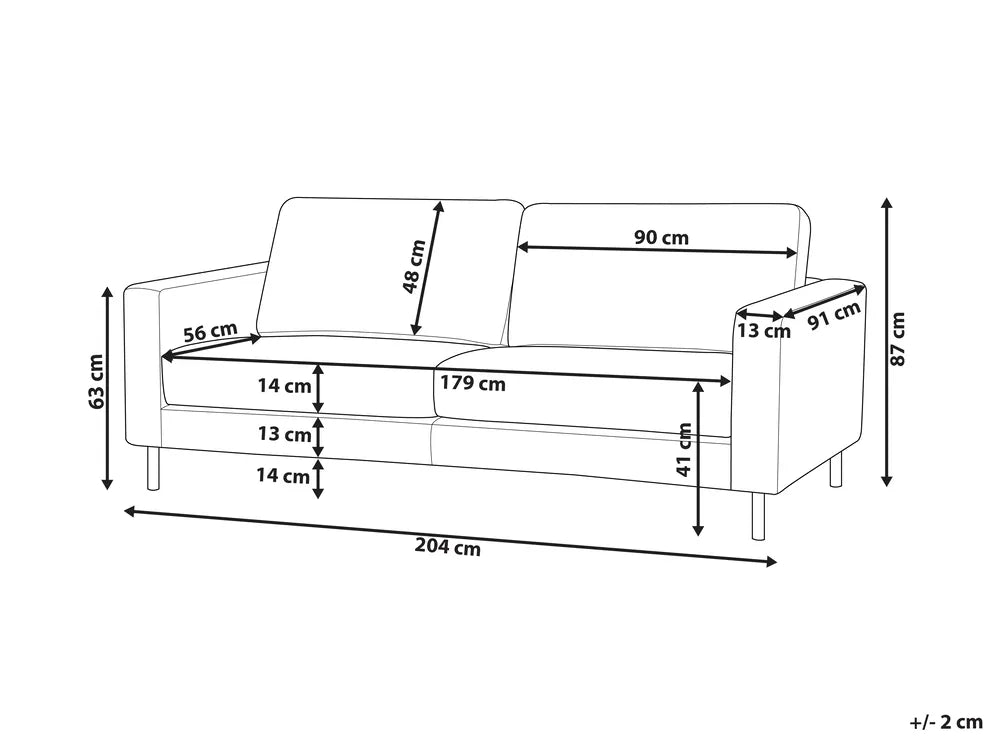 Sofa 3 Seater Faux Leather Golden Brown Chanet