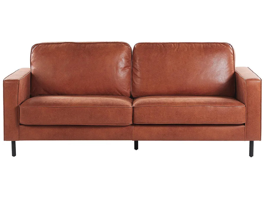 Modern faux leather sofa with metal legs