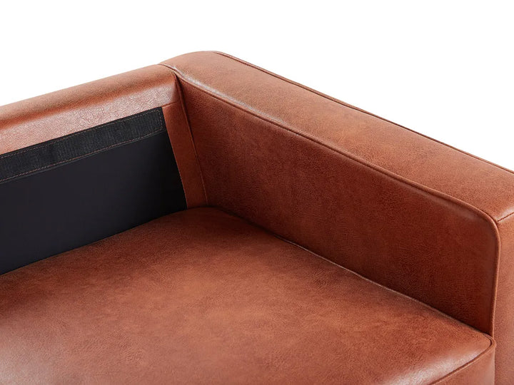 Sofa 3 Seater Faux Leather Golden Brown Chanet