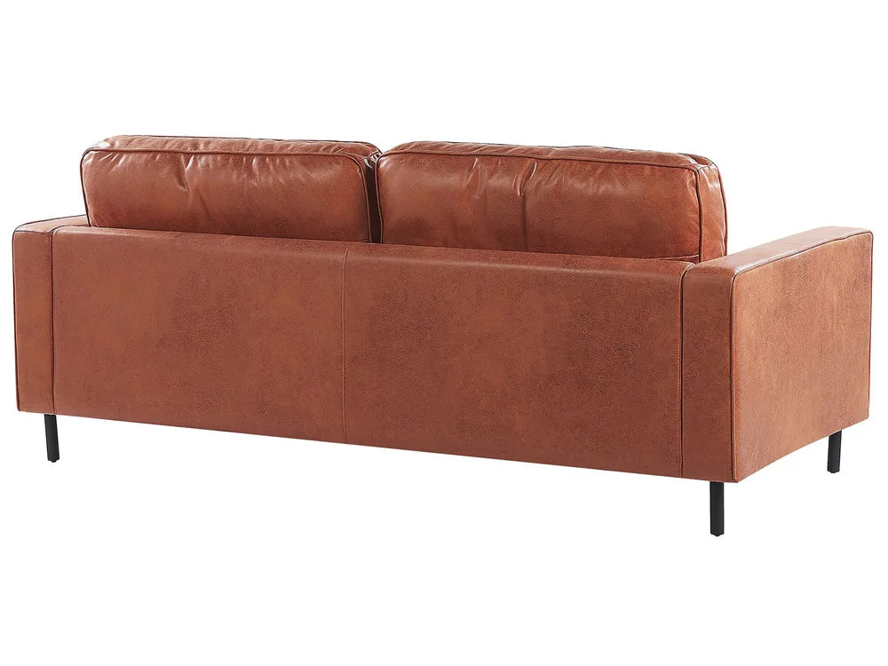 Sofa 3 Seater Faux Leather Golden Brown Chanet